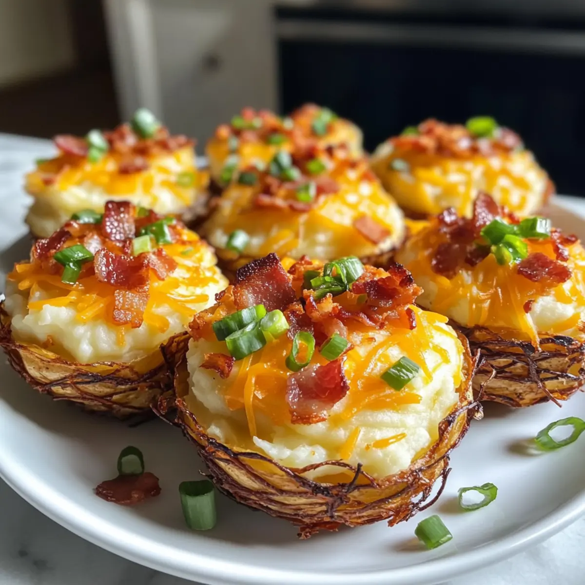 Stuffed Mashed Potato Nests