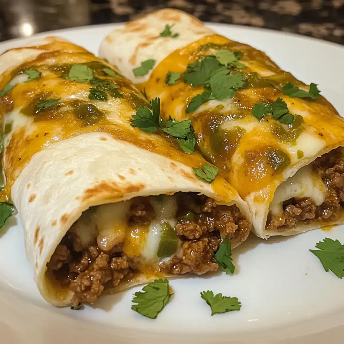 Smothered Green Chili Burritos