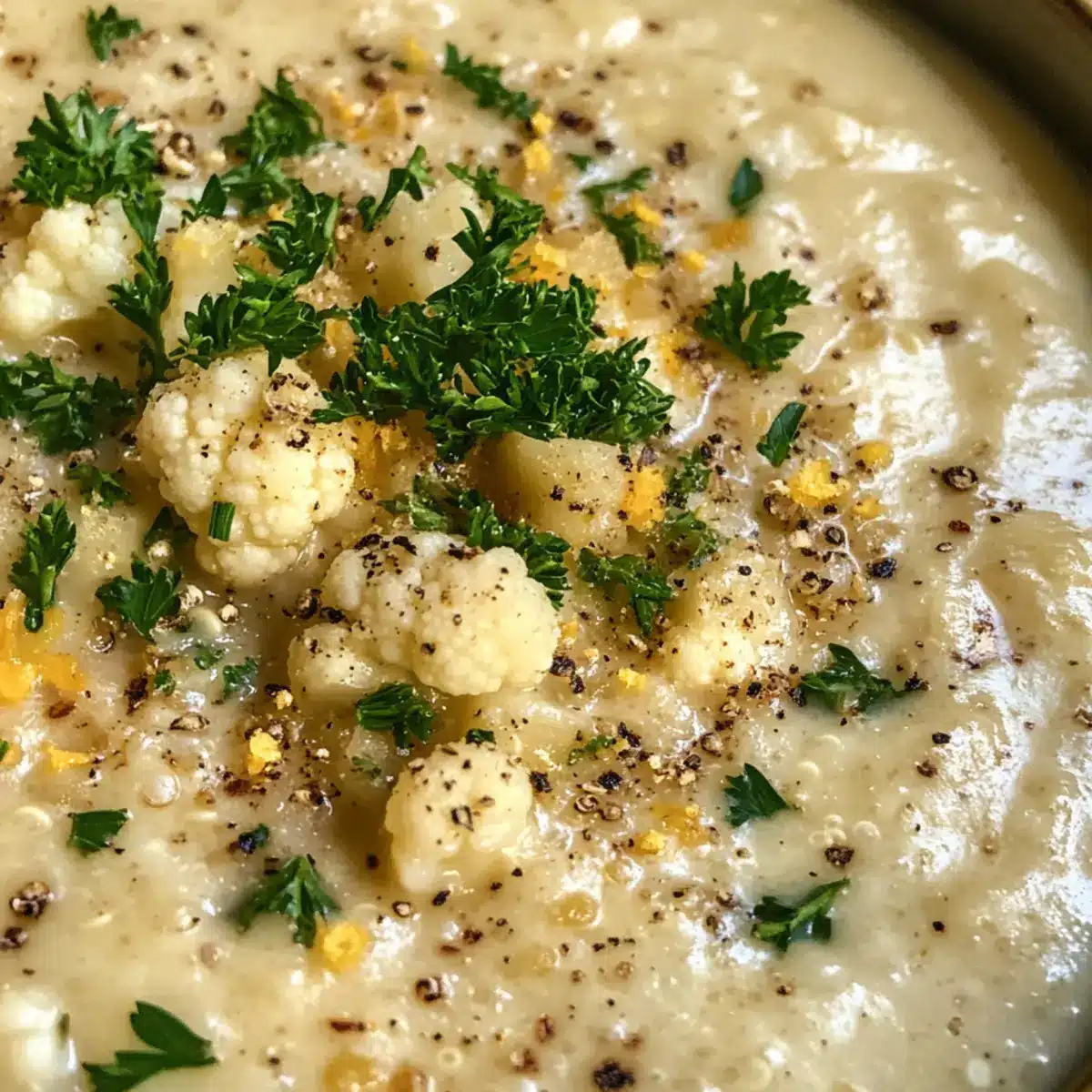 Asiago Roasted Garlic Cauliflower Soup