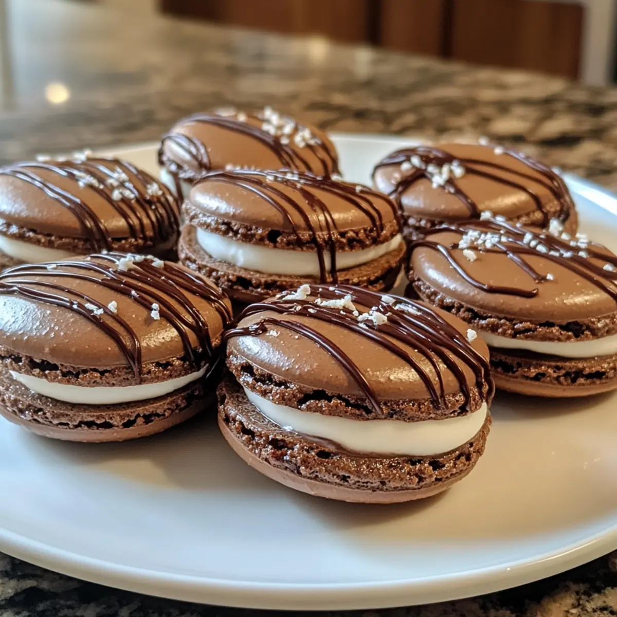 Chocolate French Macarons with Marshmallow