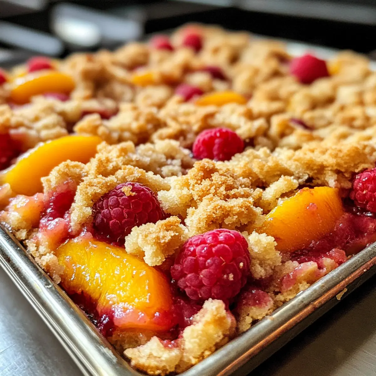 Peach & Raspberry Crumble Bars