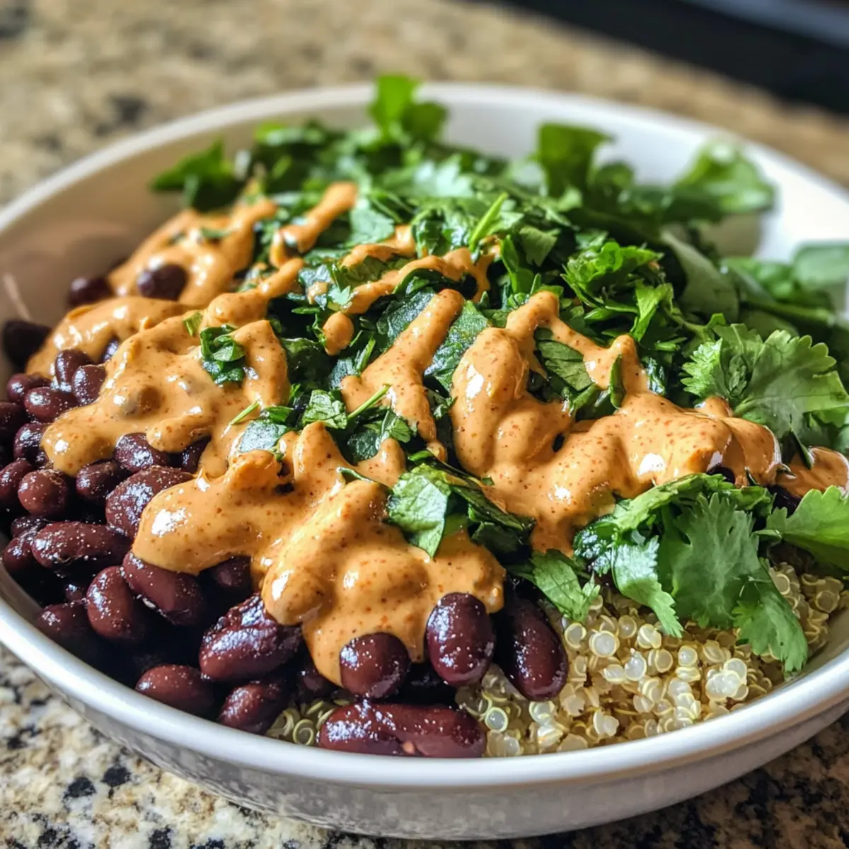 Black Bean Nourish Bowl with Creamy Ginger Sriracha Dressing