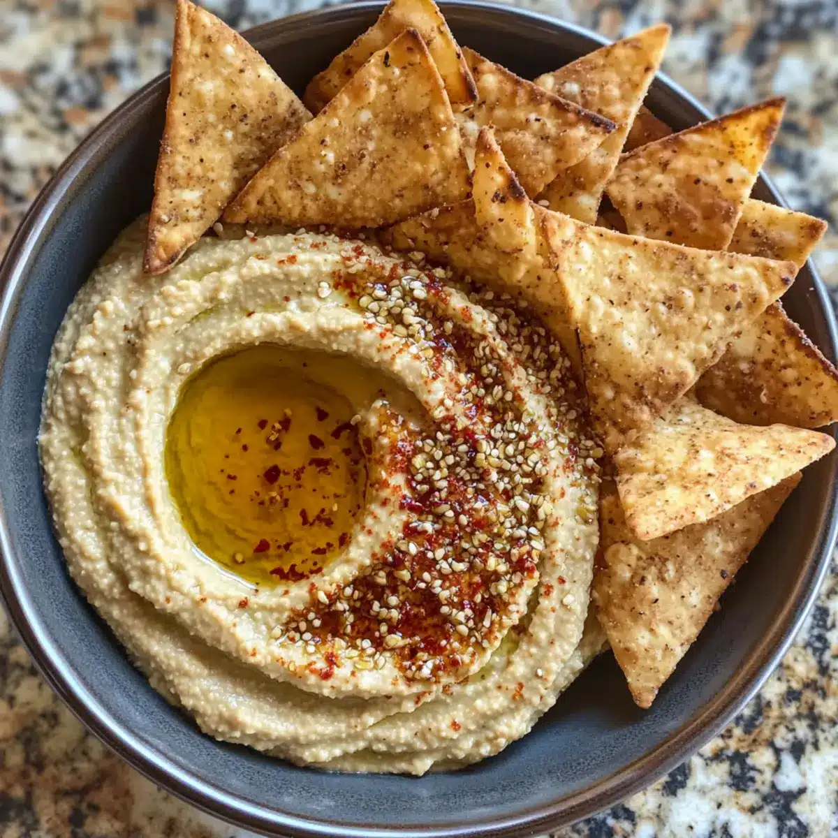 Miso Hummus with Shichimi Togarashi Spiced Pita