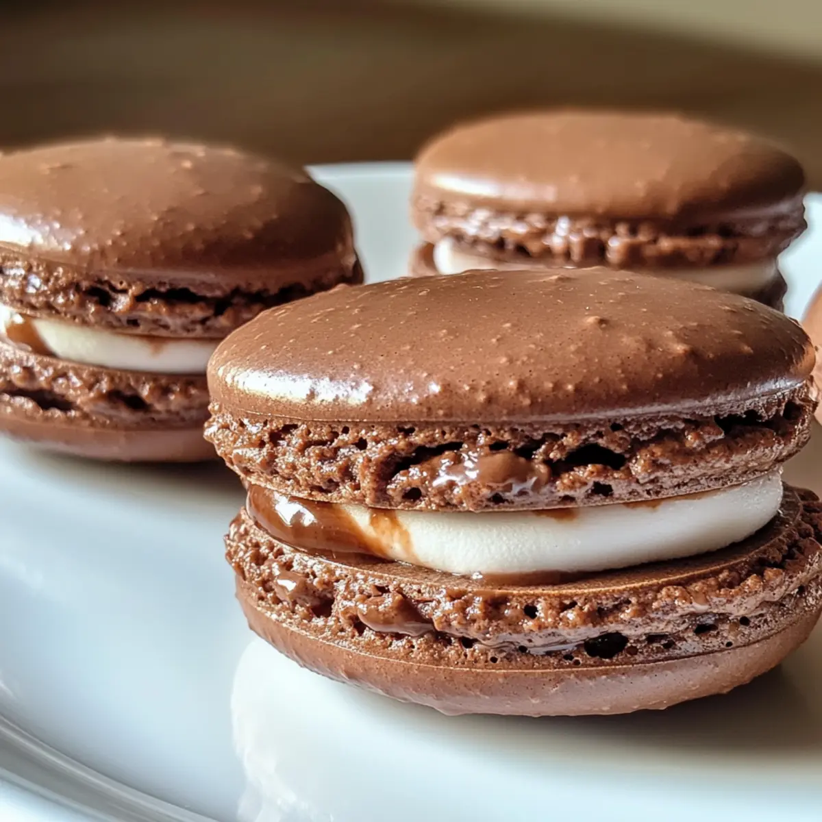 Chocolate French Macarons with Marshmallow