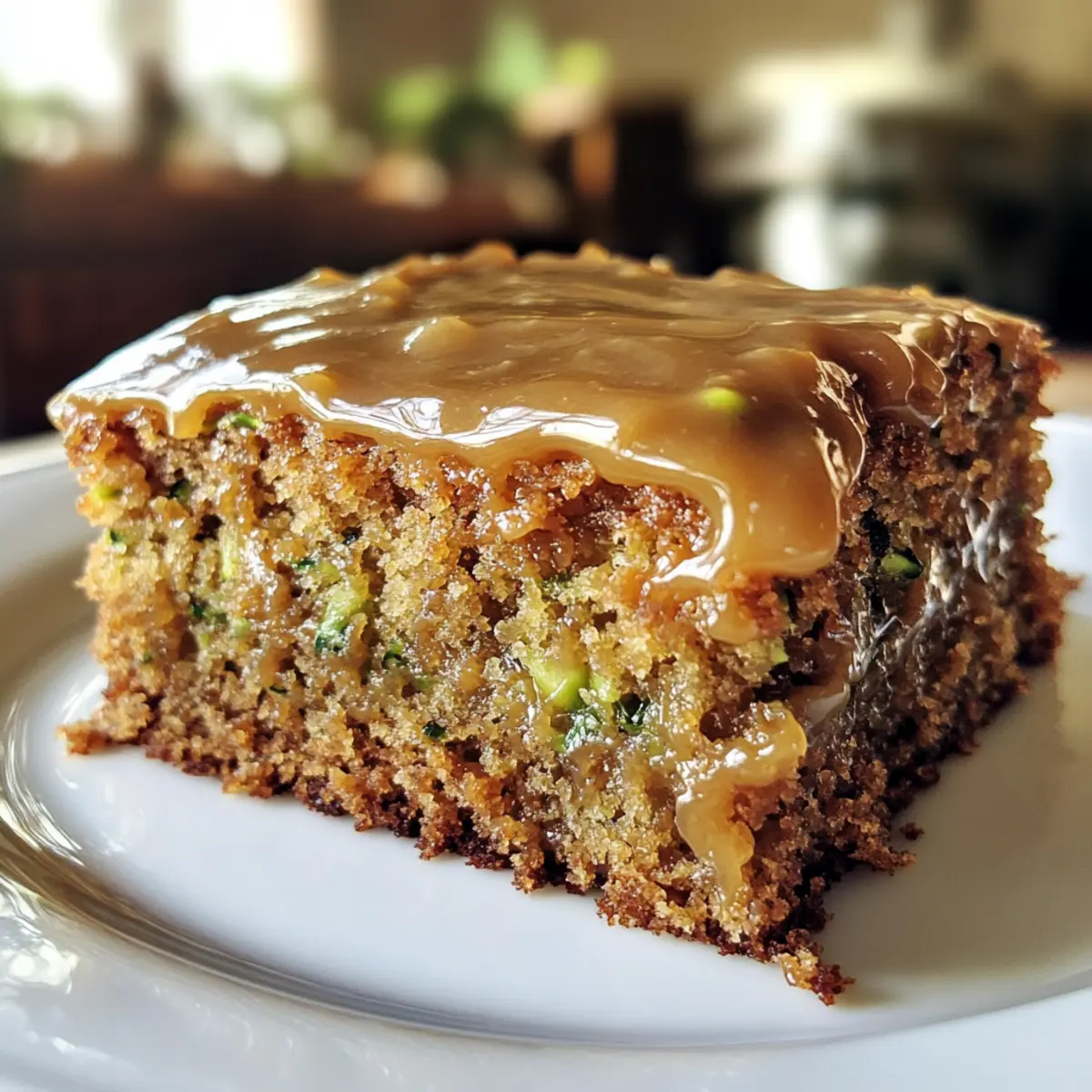 Sweet Glazed Zucchini Cake with Brown Sugar Icing