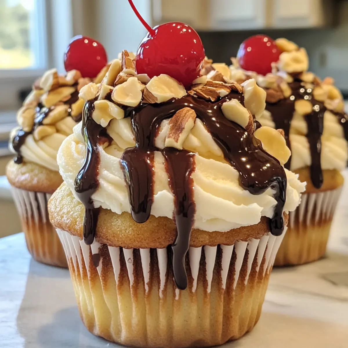 Homemade Banana Split Cupcakes