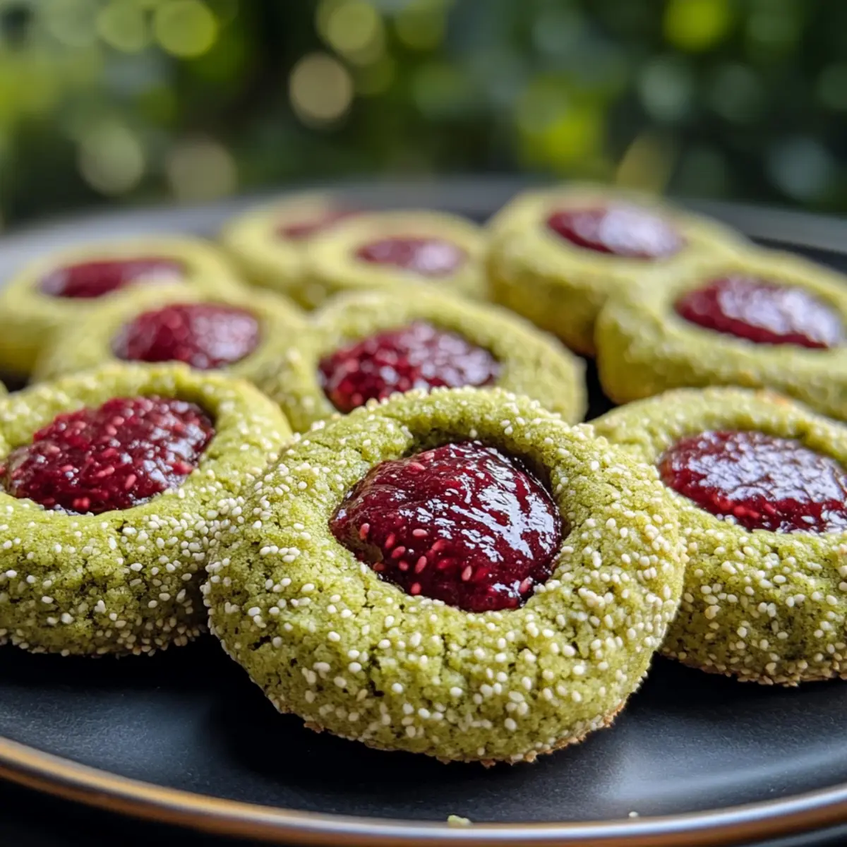 Matcha Thumbprint Cookies with Raspberry Chia Jam