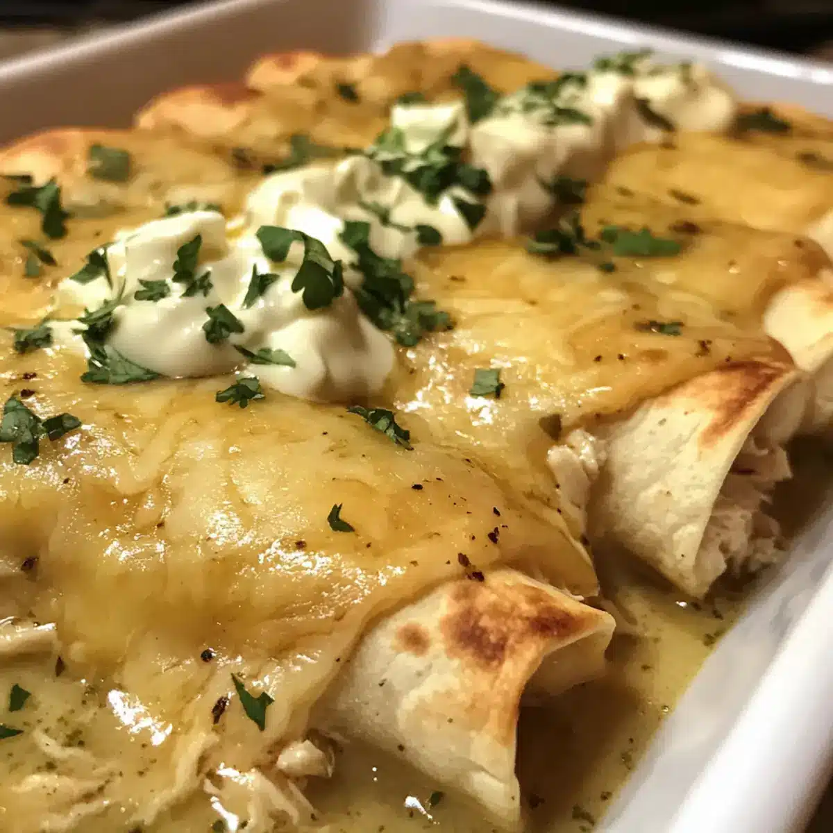 Creamy Queso Chicken Enchiladas