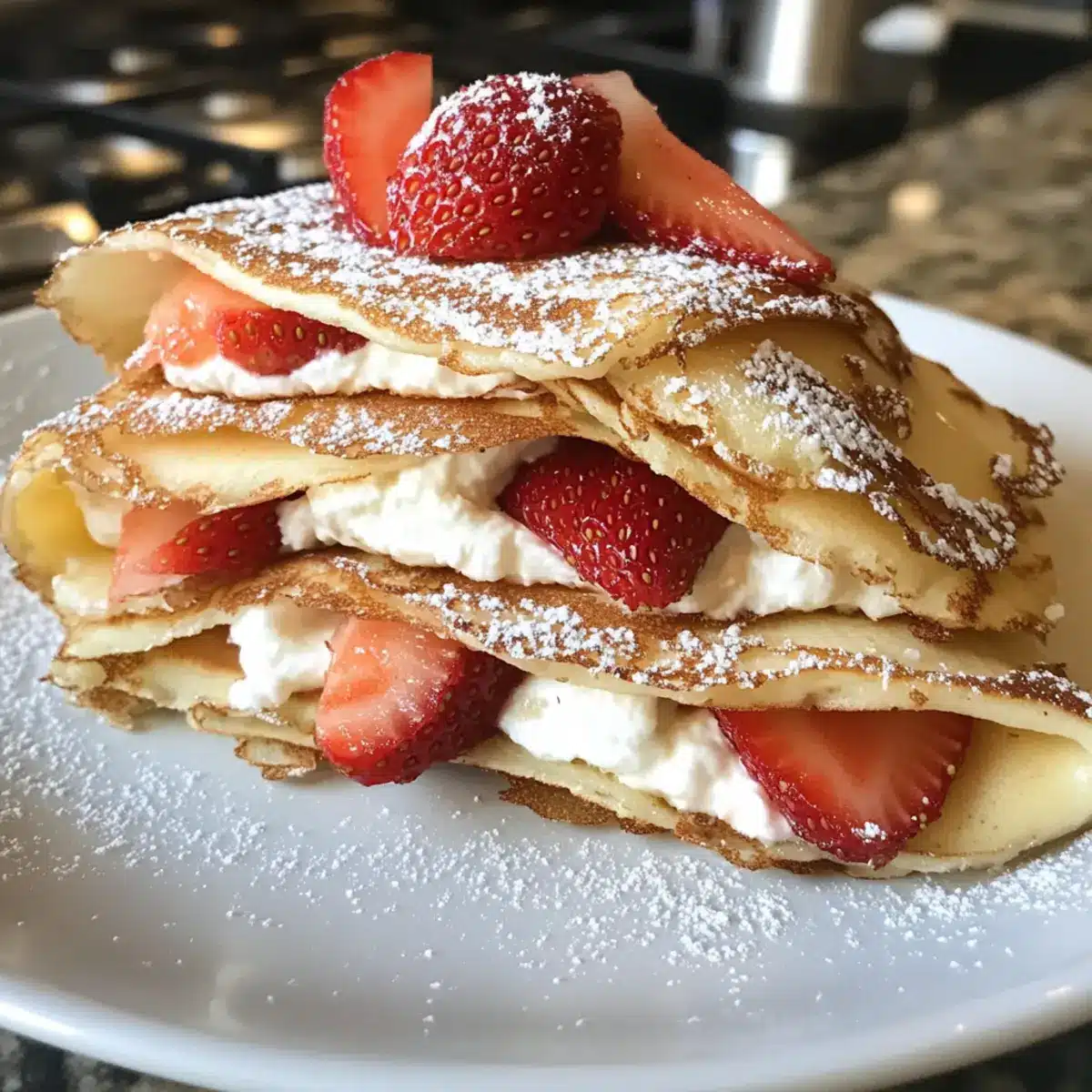 Strawberry Cream Cheese Stuffed Crepes