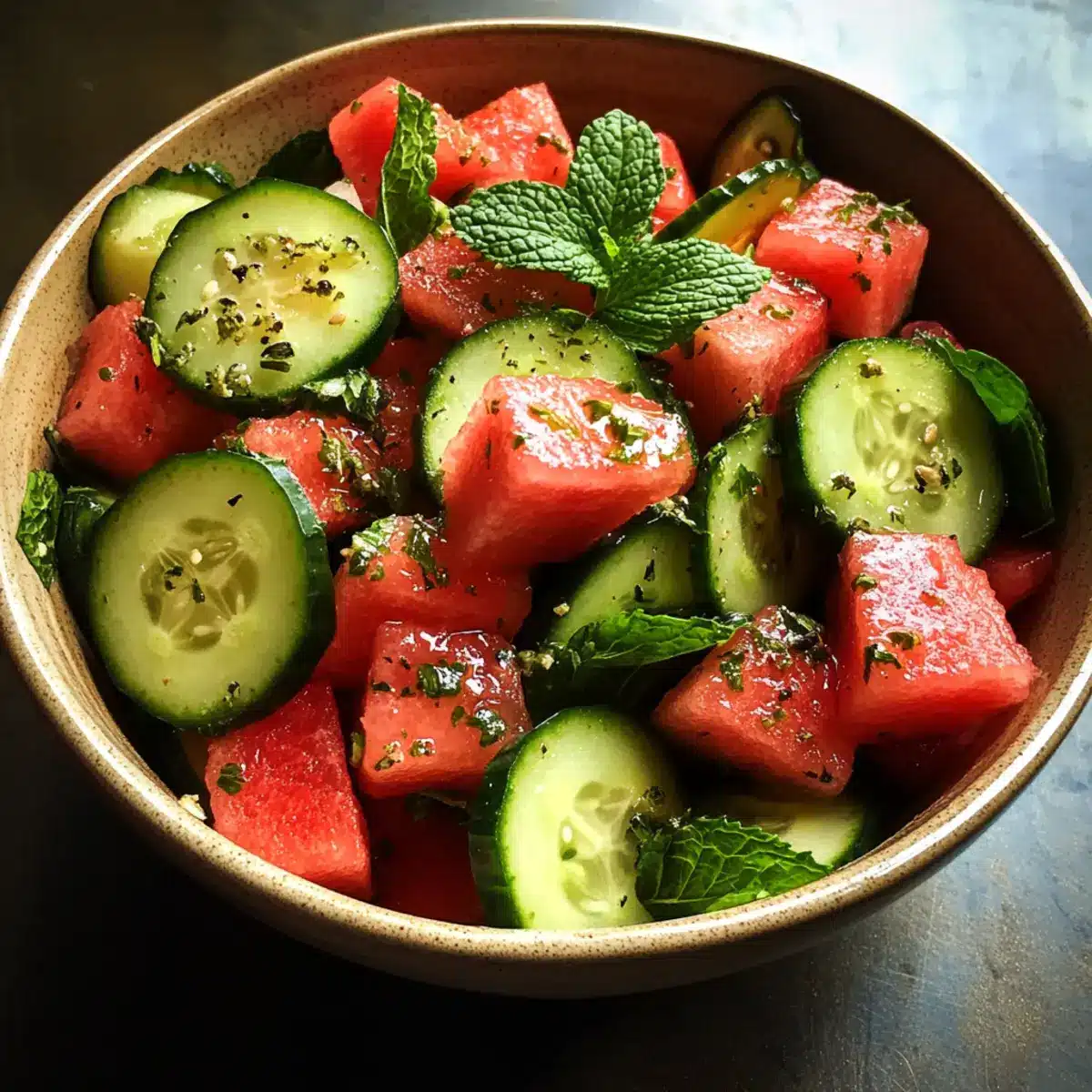 Fresh Cucumber Watermelon Mint Salad