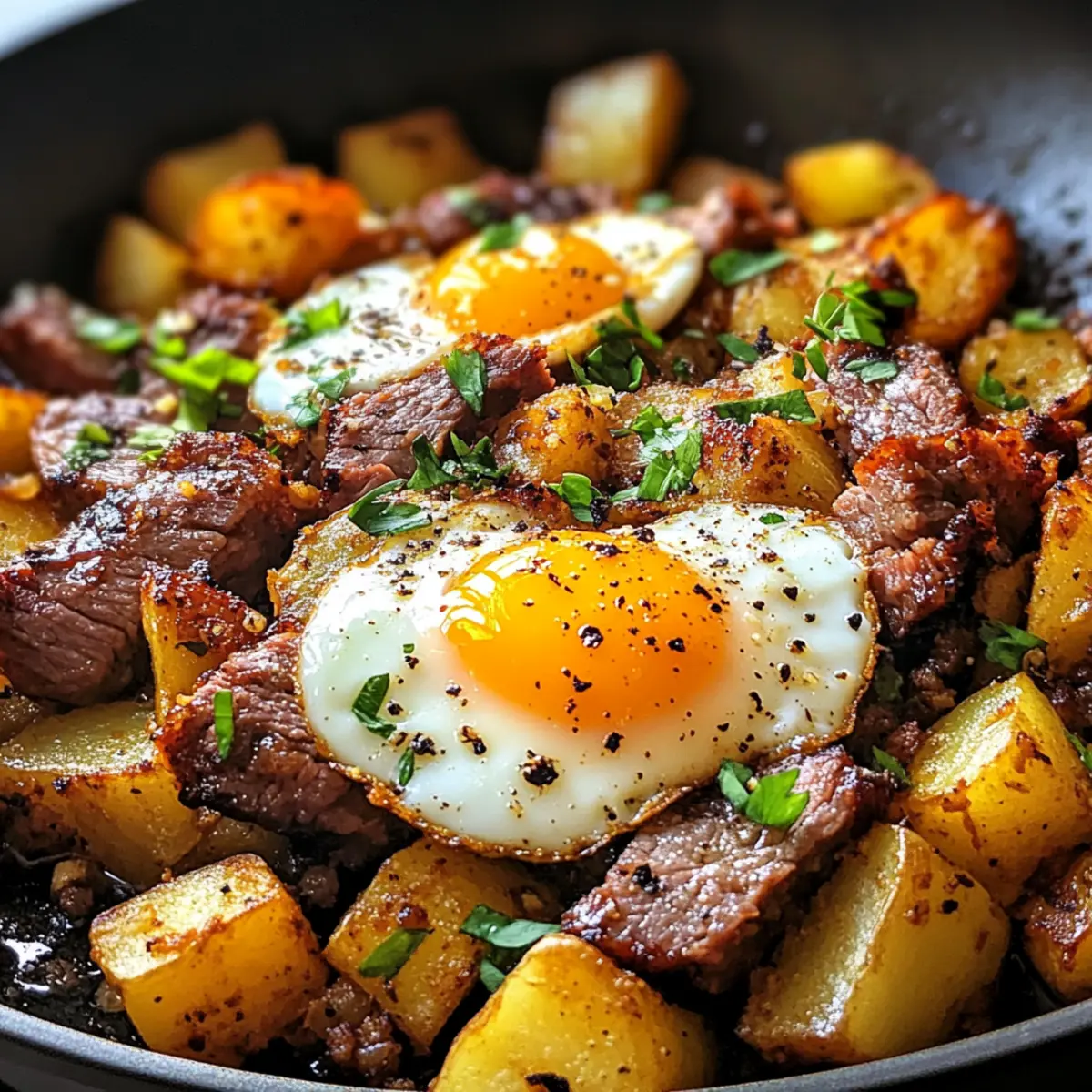 Crispy Smoked Brisket Hash with Runny Eggs for Cozy Mornings