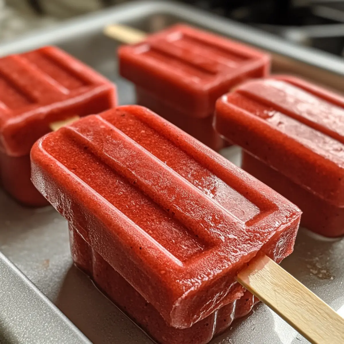 No-Bake Firecracker Strawberry Lemonade Popsicles