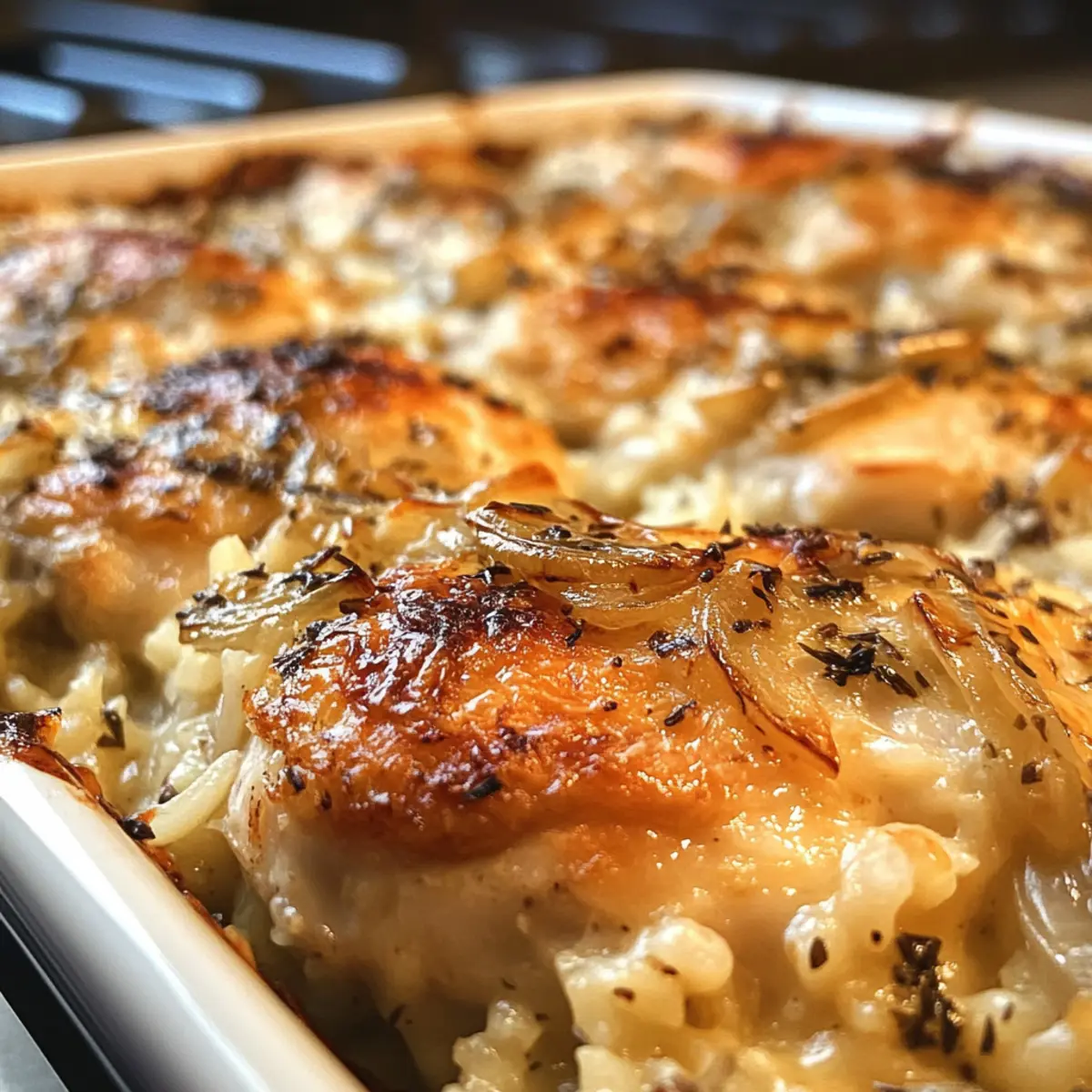 French Onion Chicken Rice Bake