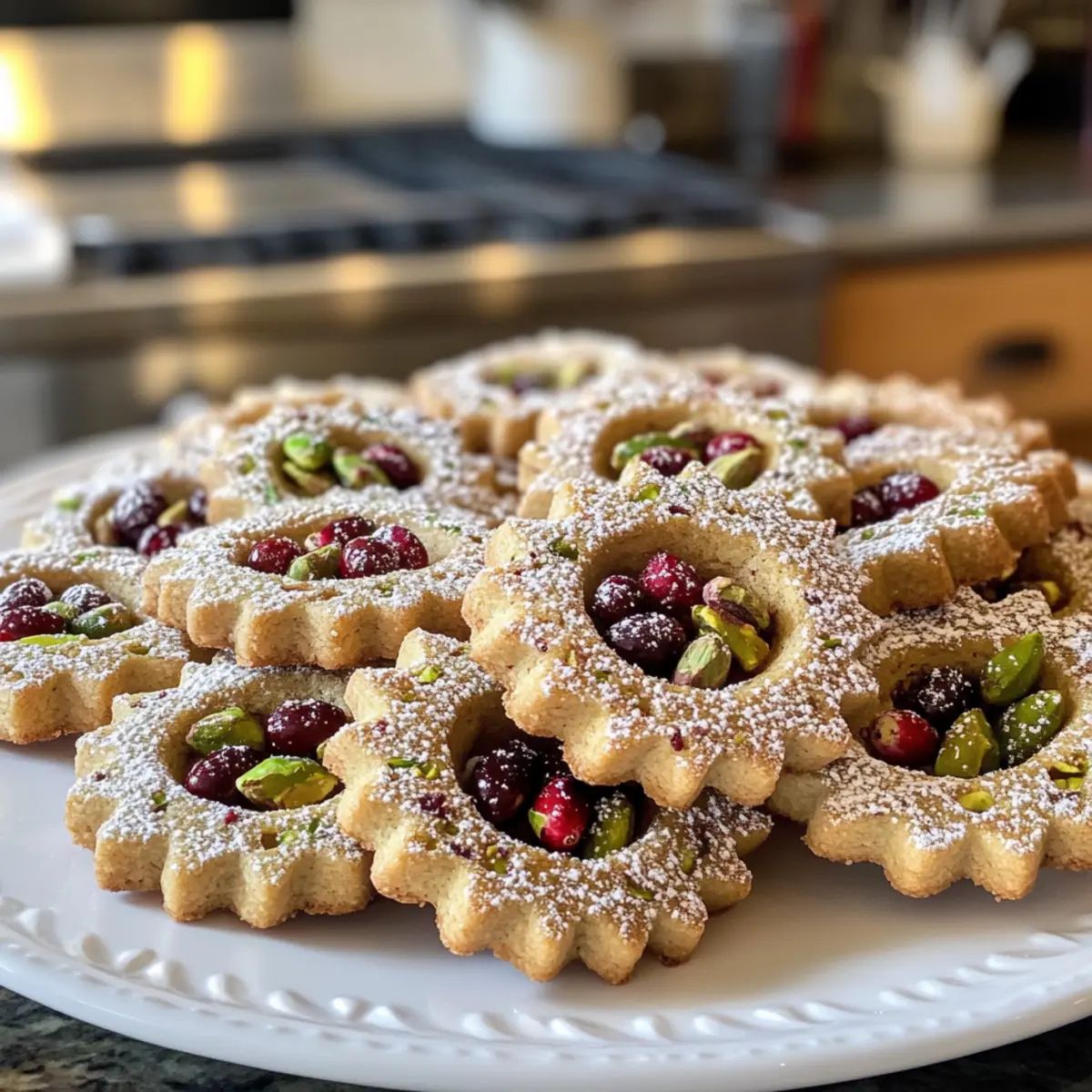 Pistachio Cranberry Wreath Cookies