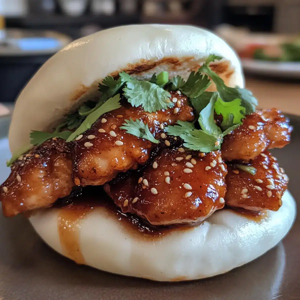 Crispy Sticky Chicken Bao Buns