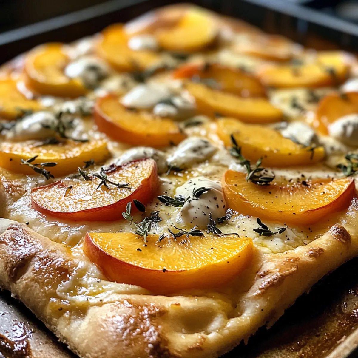 Crispy Peaches and Cream Sourdough Focaccia