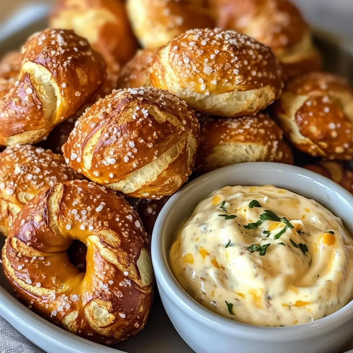 Soft Pretzel Bites with Cheesy Dip