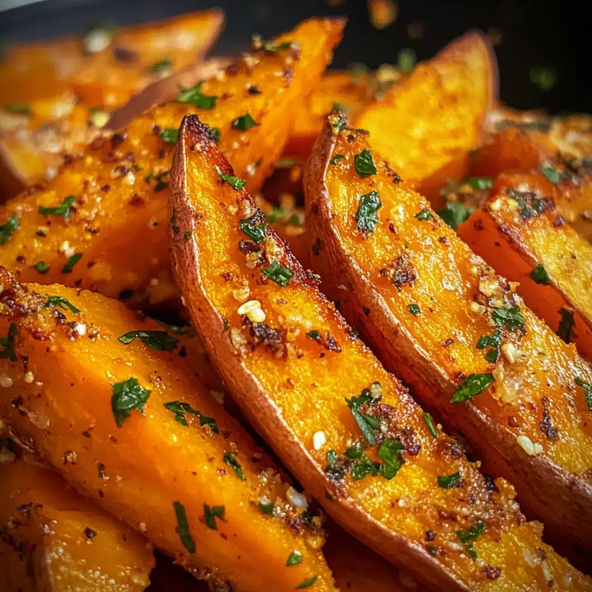 Crispy Garlic Herb Sweet Potato Wedges
